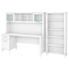 Bush Furniture Somerset 72"W with Hutch and Bookcase White - SET020WH