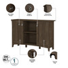 Bush Furniture Salinas Storage Set with Hall Tree Shoe Bench and Cabinet Ash Brown- SAL008ABF