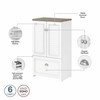 Bush Furniture Fairview 2 Door Storage Cabinet with File Drawer in Pure White and Shiplap Gray - WC53680-03