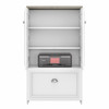 Bush Furniture Fairview 2 Door Storage Cabinet with File Drawer in Pure White and Shiplap Gray - WC53680-03