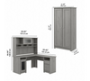 Bush Furniture Cabot Collection 60W L Shaped Computer Desk with Hutch and Tall Storage Cabinet Modern Gray - CAB017MG