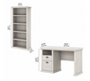 Bush Furniture Yorktown 50W Home Office Desk with 5 Shelf Bookcase in Linen White Oak - YRK010LW