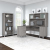 Bush Furniture Somerset 60W L Shaped Desk with Hutch and 5 Shelf Bookcase in Platinum Gray - SET010PG