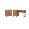 Bush Key West 54W Computer Desk with Storage and 2 Drawer Lateral File Cabinet Reclaimed Pine - KWS008RCP