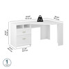 Bush Furniture Wheaton 60W Reversible Corner Desk with Storage in Pure White - MY72113-03