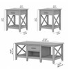 Bush Furniture Key West Coffee Table with Set of 2 End Tables Cape Cod Gray - KWS023CG