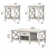 Bush Furniture Key West Coffee Table with Set of 2 End Tables Linen White Oak - KWS023LW