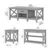 Bush Furniture Key West Coffee Table with Console Table and Set of 2 End Tables Cape Cod Gray - KWS024CG