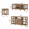 Bush Furniture Key West Tall TV Stand with Coffee Table and Set of 2 End Table Reclaimed Pine - KWS025RCP