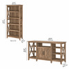 Bush Furniture Key West Tall TV Stand with a Set of 2 Bookcases Reclaimed Pine - KWS027RCP