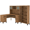 Bush Furniture Somerset 60W L Shaped Desk with Hutch and 5 Shelf Bookcase Fresh Walnut - SET010FW Bush Furniture Somerset 60W L Shaped Desk with Hutch and 5 Shelf Bookcase Fresh Walnut - SET010FW