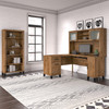 Bush Furniture Somerset 60W L Shaped Desk with Hutch and 5 Shelf Bookcase Fresh Walnut - SET010FW Bush Furniture Somerset 60W L Shaped Desk with Hutch and 5 Shelf Bookcase Fresh Walnut - SET010FW
