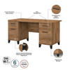 Bush Furniture Somerset 60W Office Desk with Lateral File Cabinet and 5 Shelf Bookcase Fresh Walnut - SET013FW