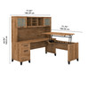 Bush Furniture Somerset 72W 3 Position Sit to Stand L Shaped Desk with Hutch Fresh Walnut - SET015FW