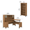 Bush Furniture Somerset 72W 3 Position Sit to Stand L Shaped Desk with Hutch and Bookcase Fresh Walnut - SET017FW