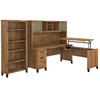 Bush Furniture Somerset 72W 3 Position Sit to Stand L Shaped Desk with Hutch and Bookcase Fresh Walnut - SET017FW