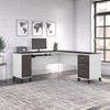 Bush Furniture Somerset 72W L Shaped Desk with Storage in White and Storm Gray - WC81010K