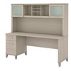 Bush Furniture Somerset 72W Office Desk with Drawers and Hutch in Sand Oak - SET018SO