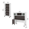 Bush Furniture Somerset 72W Office Desk with Hutch and 5 Shelf Bookcase in White and Storm Gray - SET020SGWH