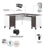 Bush Furniture Somerset 60W L Shaped Desk with Storage in White and Storm Gray - WC81030K