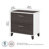 Bush Furniture Somerset 2 Drawer Lateral File Cabinet in White and Storm Gray - WC81080