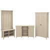 Bush Furniture Salinas Entryway Storage Set with Hall Tree, Shoe Bench and Accent Cabinets in Antique White - SAL016AW