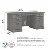 Bush Saratoga Executive Desk With Drawers Modern Gray - EX45866-03K