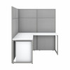 Bush Business Furniture Easy Office 60W L Shaped Desk with 66H Cubicle Panel and File Cabinet Pure White - EODH36SWH-03K