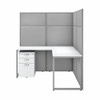 Bush Business Furniture Easy Office 60W L Shaped Desk with 66H Cubicle Panel and File Cabinet Pure White - EODH36SWH-03K