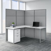 Bush Business Furniture Easy Office 60W L Shaped Desk with 66H Cubicle Panel and File Cabinet Pure White - EODH36SWH-03K