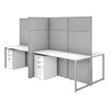 Bush Business Furniture  Easy Office 60W 4 Person Desk with 66H Cubicle Panel and File Cabinets Pure White - EODH66SWH-03K