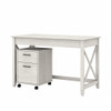 Bush Key West 48W Writing Desk with 2 Drawer Mobile Filing Cabinet Linen White Oak - KWS001LW