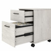 Bush Key West 60W L-Shaped Desk with Mobile File Cabinet and 5 Shelf Bookcase Linen White Oak - KWS016LW