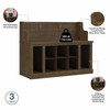 Kathy Ireland Bush Furniture Woodland Entryway Storage Set with Hall Trees and Shoe Bench  Ash Brown - WDL012ABR