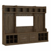 Kathy Ireland Bush Furniture Woodland Full Entryway Storage Set with Coat Rack and Shoe Bench Ash Brown - WDL013ABR