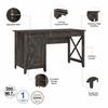 Bush Furniture Key West 54W Computer Desk with Storage and 2 Drawer Lateral File Cabinet in Dark Gray Hickory - KWS008GH