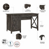 Bush Furniture Key West 54W Computer Desk with 2 Drawer Lateral File Cabinet and 5 Shelf Bookcase in Dark Gray Hickory - KWS009GH