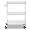 Alera 3-Shelf Wire Rolling Cart with Liners Silver - ALESW333018SR