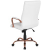 Flash Furniture High Back White LeatherSoft Executive Swivel Office Chair with Rose Gold Frame - GO-2286H-WH-RSGLD-GG