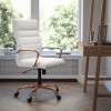 Flash Furniture High Back White LeatherSoft Executive Swivel Office Chair with Rose Gold Frame - GO-2286H-WH-RSGLD-GG