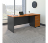 Bush Series C Natural Cherry 72W x 30D Desk Shell with 3 Dwr Mobile Pedestal - SRC113NCSU