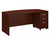 Bush Series C 72W x 36D Bow Front Desk with 3 Drawer Mobile Pedestal - SRC079MASU