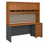 Bush Series C 72W x 24D Desk, Hutch and 3 Drawer Mobile Pedestal - SRC081NCSU