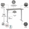 Move 40 Series by Bush Business Furniture 48W x 24D Height Adjustable Standing Desk Platinum Gray - M4S4824PGSK