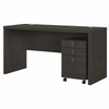 Bush Business Furniture Kathy Ireland Echo 60W Credenza/Desk with 3 Drawer Mobile Pedestal - ECH003CM