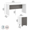 Bush Business Furniture Echo by Kathy Ireland 60W Bow Front Desk with 3 Drawer Mobile Pedestal Pure White/Modern Gray - ECH001WHMG