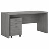 Bush Business Furniture Kathy Ireland Echo 60W Credenza/Desk with 3 Drawer Mobile Pedestal Modern Gray - ECH003MG