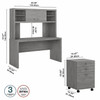 Bush Business Furniture by Kathy Ireland Echo 60W Credenza/Desk w 3 Drawer Mobile Pedestal and Hutch Modern Gray - ECH006MG