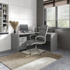 Bush Business Furniture Echo by Kathy Ireland 60W L-Shaped Desk and 3 Drawer Mobile Pedestal Modern Gray - ECH008MG
