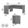 Bush Business Furniture Echo by Kathy Ireland 60W L-Shaped Desk and 3 Drawer Mobile Pedestal Modern Gray - ECH008MG